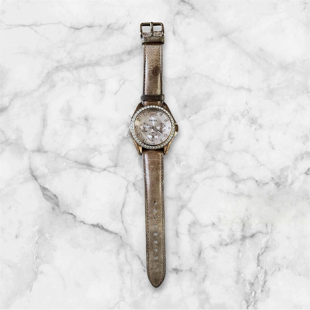 Fossil ES3363 Riley Women's Multifunction Tan Leather Analog‎ Quartz Watch